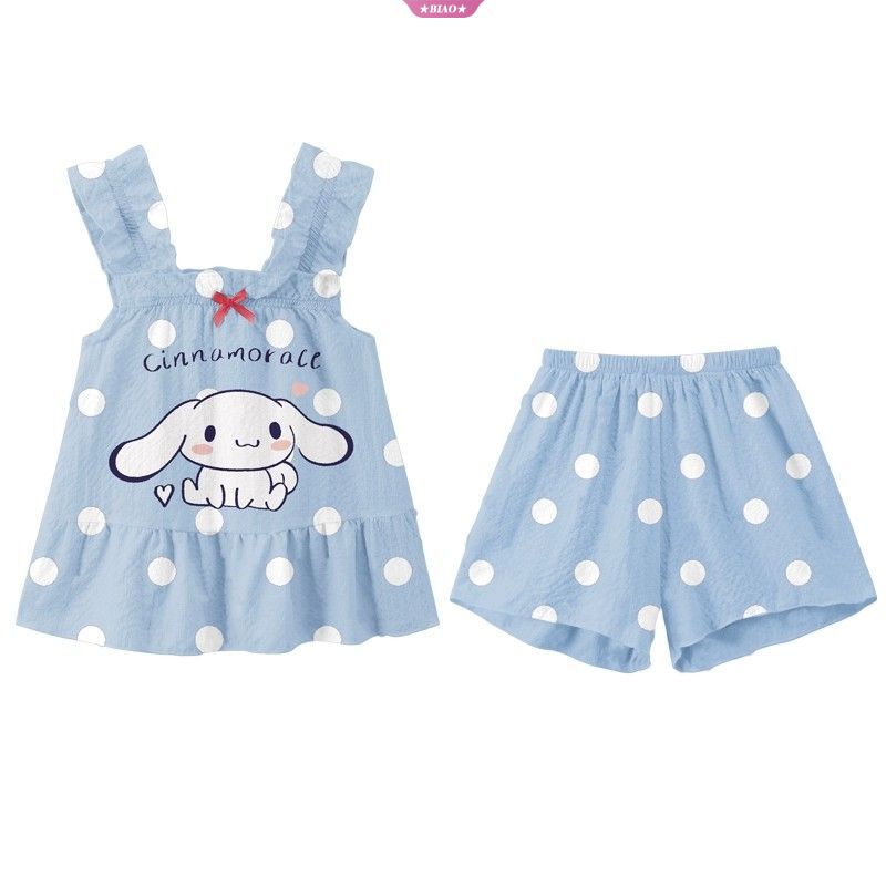 Sanrio Bộ Đồ Ngủ Hai Dây Mỏng Mùa Hè In Hình Cinnamoroll Dễ Thương Cho Bé Gái