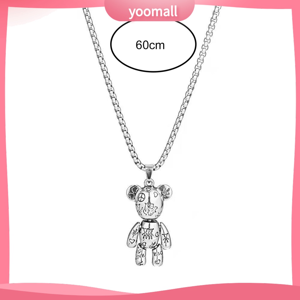 [YM] Vòng cổ Mặt Hình Gấu Robot Bóng Cao Có Thể Di Chuyển Không Gây Dị Ứng Thời Trang Punk Hip Hop Làm Quà Tặng Cho Bữa Tiệc