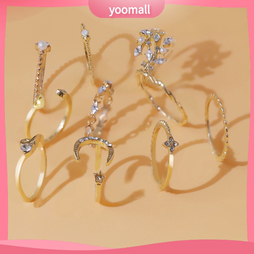 Bộ 10 Nhẫn Hợp Kim Đính Đá Zircon Sang Trọng