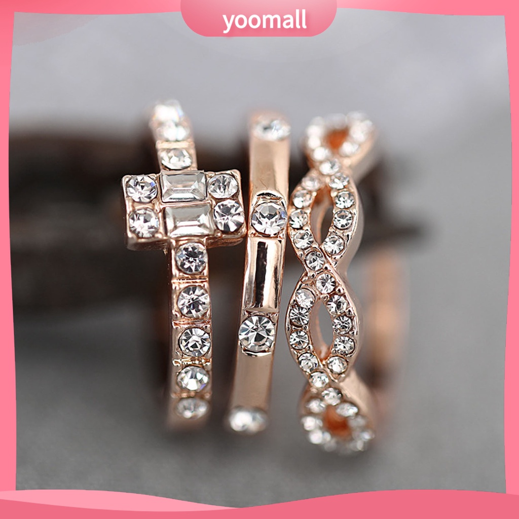 Bộ 3 Nhẫn Đeo Ngón Tay Thiết Kế Tối Giản Cá Tính