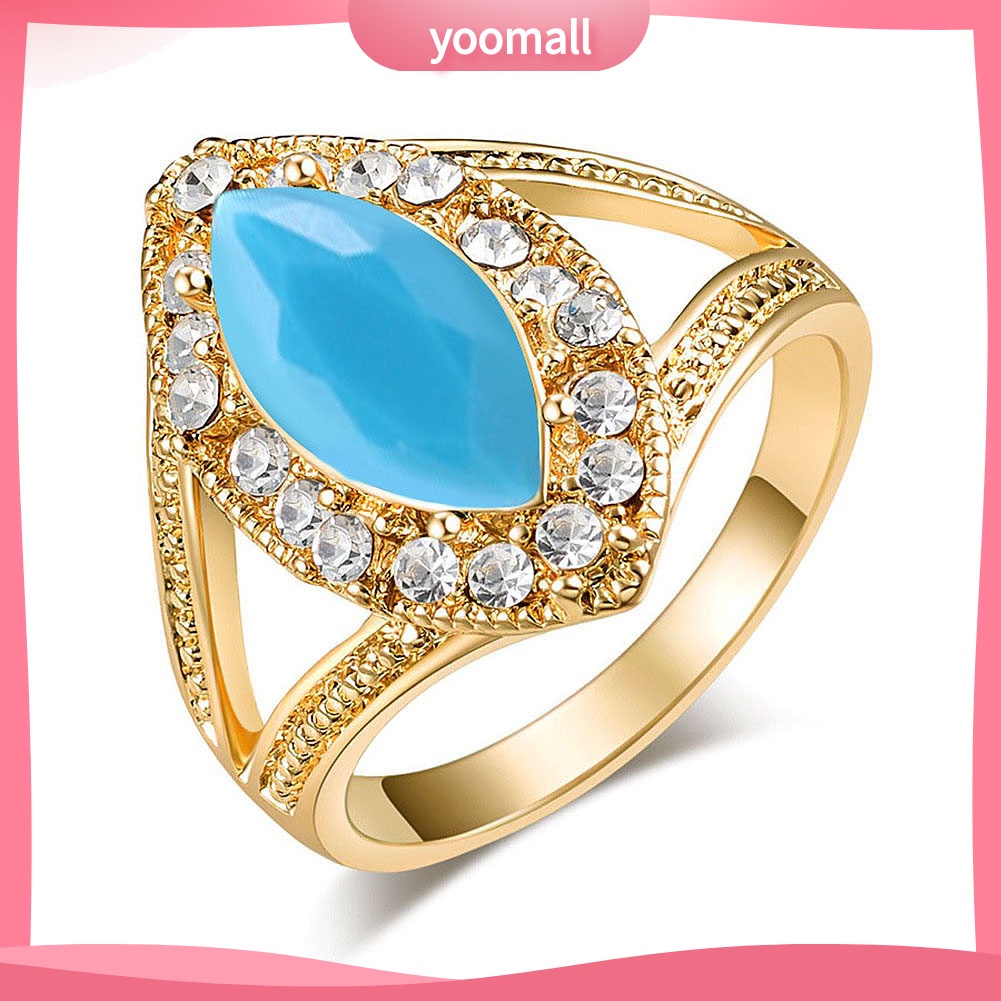 Nhẫn Hình Giọt Nước Đính Đá Hình Giọt Nước Phong Cách Hoàng Gia Cổ Điển