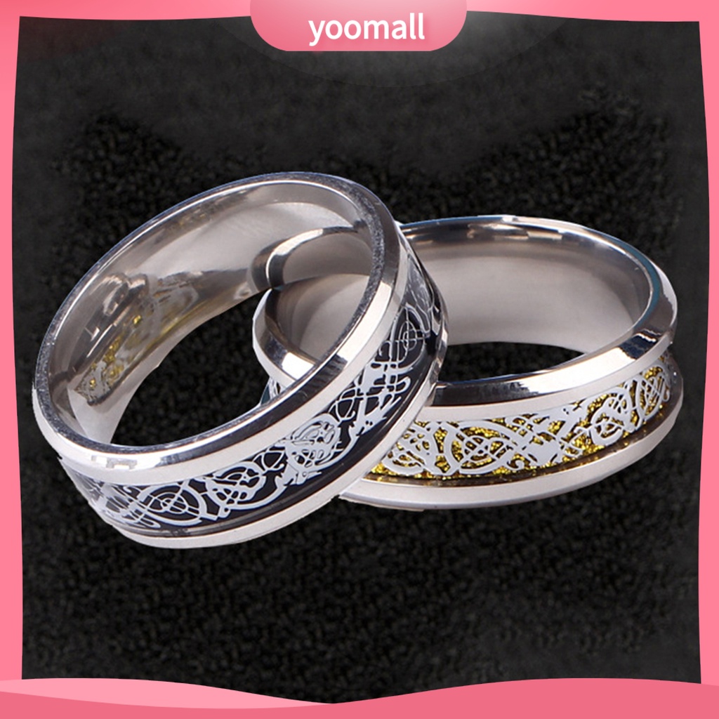 Nhẫn Thép Titan Đính Đá Hình Rồng Cá Tính Cho Nam Nữ