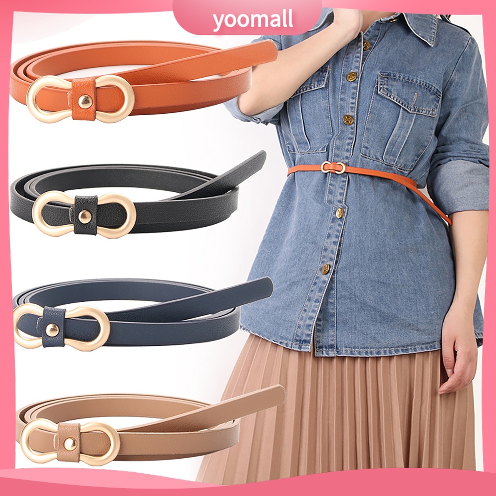 [YM] Thắt Lưng Da Giả Mỏng Nhẹ Màu Trơn Đơn Giản Thanh Lịch Cá Tính Cho Nữ Mặc Hàng Ngày