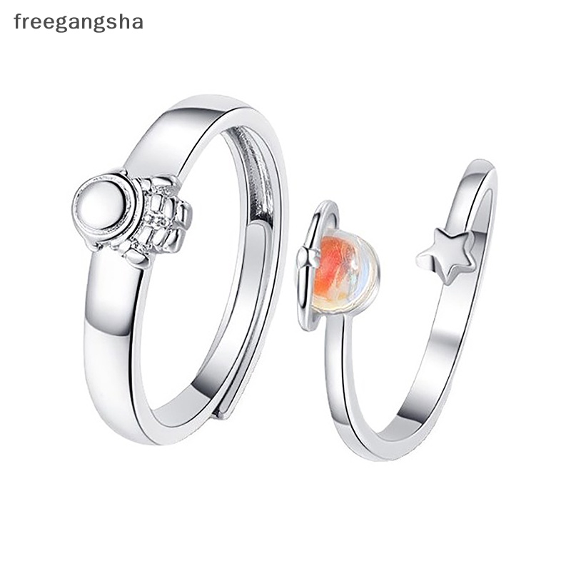 [FREG] Couple Astronaut Planet Ring Couples Accessories Spaceman Moon Ring Star Moon Finger Ring for Lover Men Women Jewelry FDH