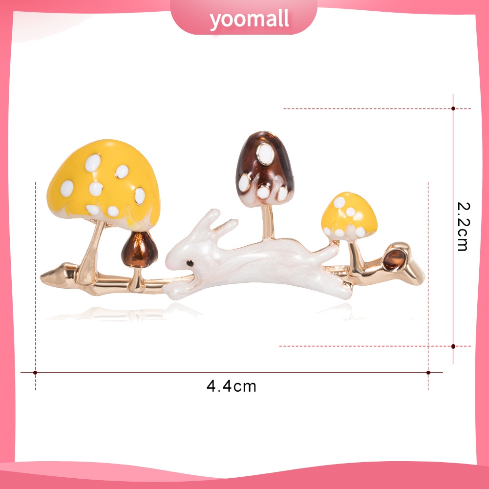 [YM] Ghim Cài Áo Tráng Men Họa Tiết Thỏ / Cây Nấm / Động Vật Hoạ