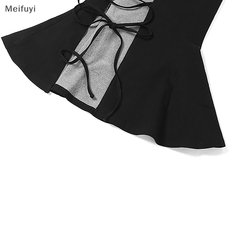 [Meifuyi] Personalized Lace-Up Skirt With Side Split Sexy Fishtail Skirt COD