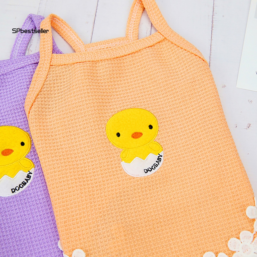 Đầm Thêu Hình Vịt Và Hoa Mùa Hè Cho Thú Cưng