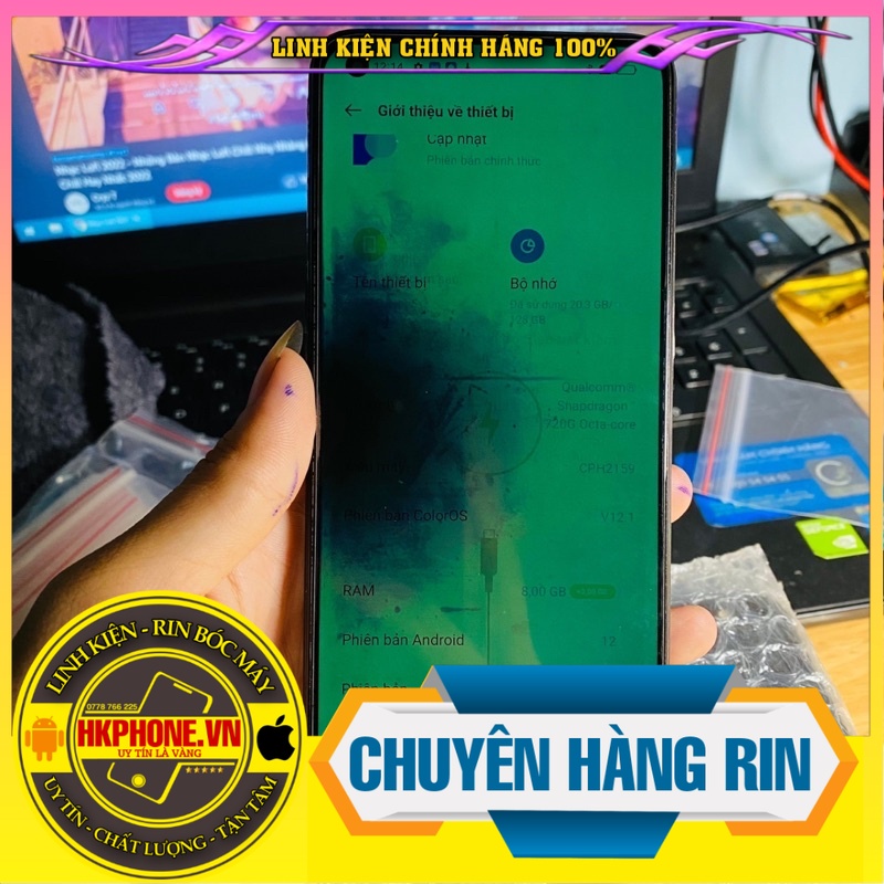 Xác Oppo Reno 5 4G hư màn hình,vỏ dán keo nên còn đẹp, Xác Oppo CPH2159