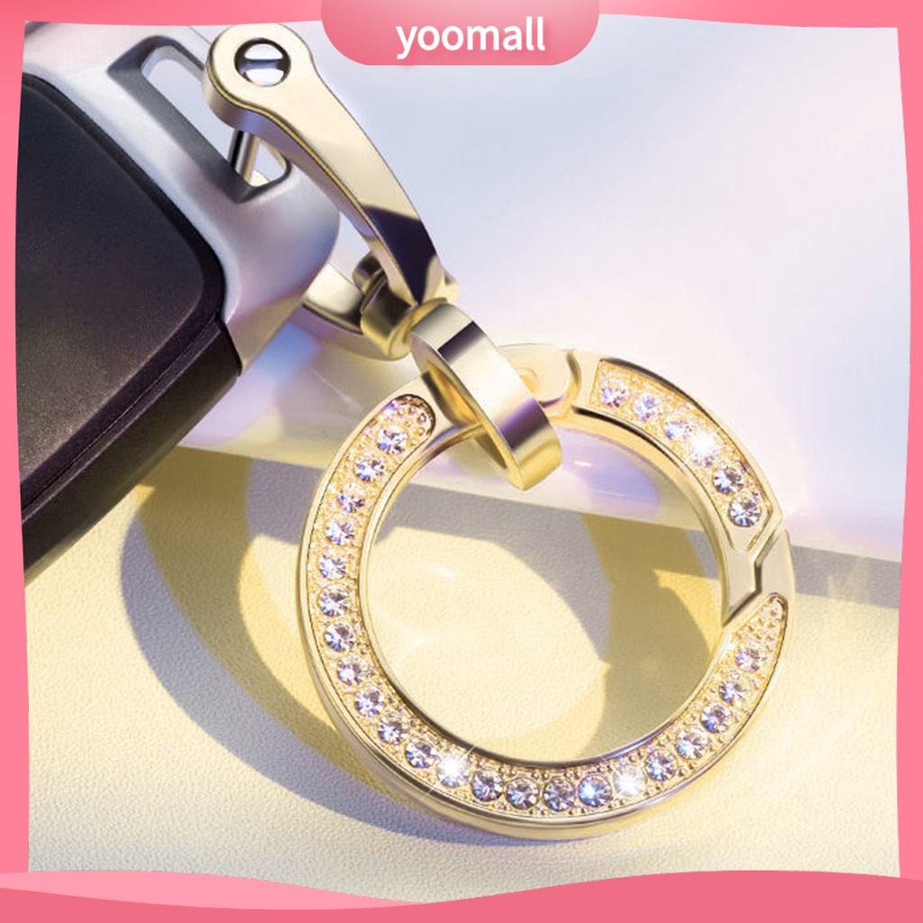 Móc Khóa Dạng Lò Xo Nén Bằng Hợp Kim Kẽm Hai Mặt Đính Đá Đa Năng