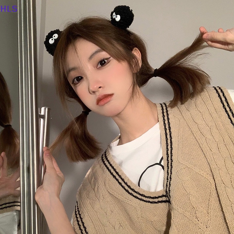 1 Cặp Kẹp Tóc Màu Đen Hình Hoạt Hình Dễ Thương Dành Cho Nữ