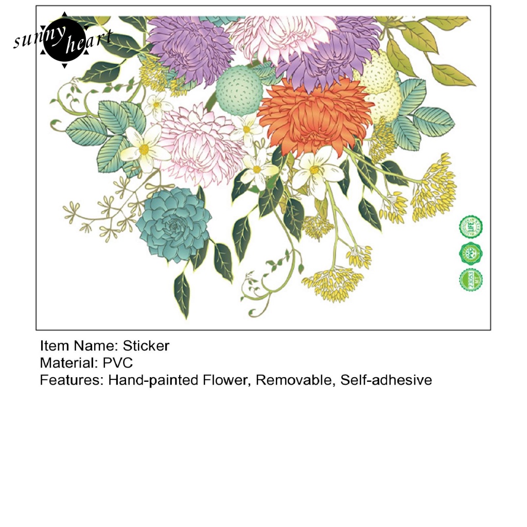 Sunnyheart Miếng Dán Tường Trang Trí Nội Thất Bằng Thủy Tinh Khô Mịn Hình Hoa Không Thích Hợp Cho Bề Mặt Bẩn Hoặc Bề Mặt Thô