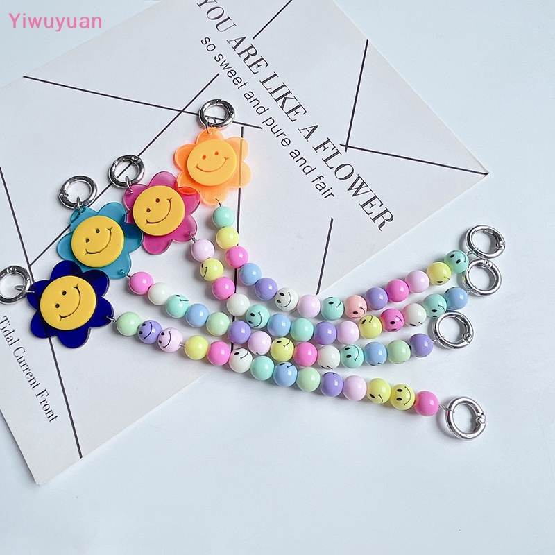 Vòng Tay Chuỗi Hạt Hình Trái Tim / Hoa Bằng Acrylic Dễ Thương Chống Thất Lạc Cho IPhone Mới