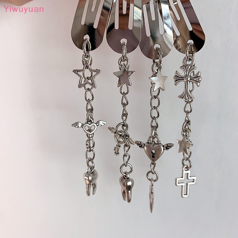 Kẹp Tóc Hình Thánh Giá Bằng Kim Loại Phong Cách Punk Hiphop Yiwuyuan > Y2K Mới 2023