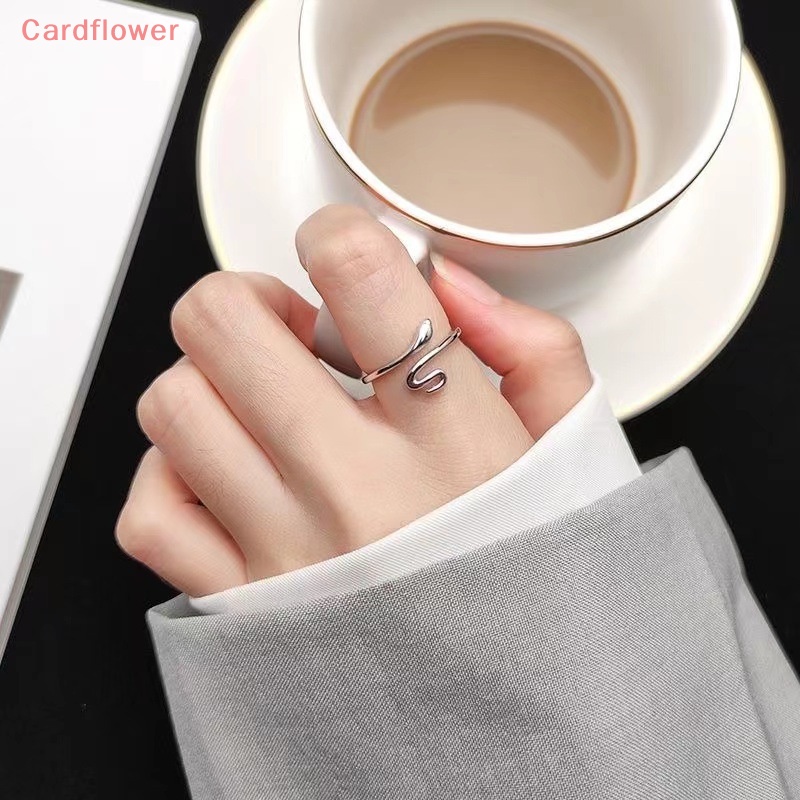 < Cardflower > Nhẫn Cảm Giác Thiết Kế Hình Rắn Nhỏ Tinh Tế Và Đơn Giản Có Thể Điều Chỉnh Dành Cho Nữ