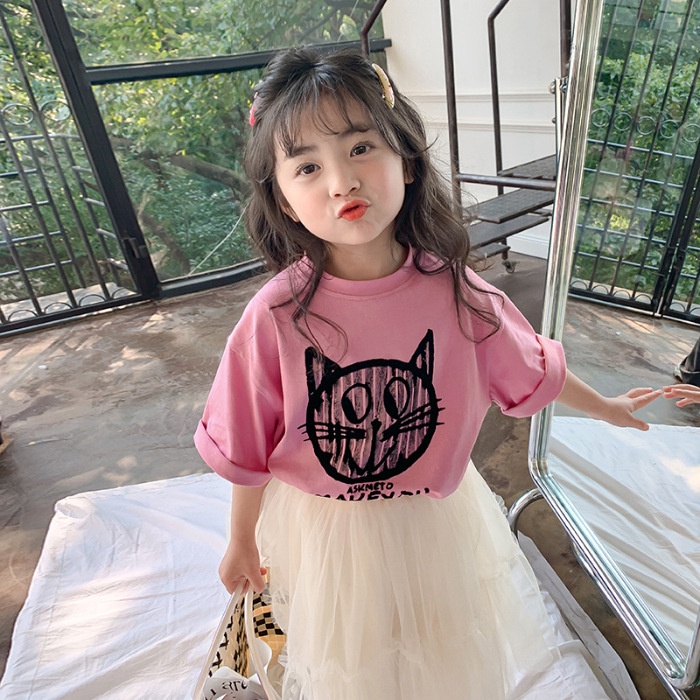 Áo Thun Cotton Màu Trắng Tay Ngắn Thời Trang Mùa Hè 2023 Mới Cho Bé Gái