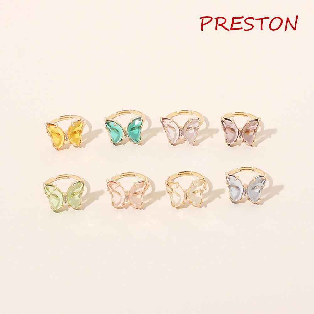 Nhẫn Acrylic Trong Suốt Hình Bướm Nhiều Màu Đơn Giản Cho Nữ