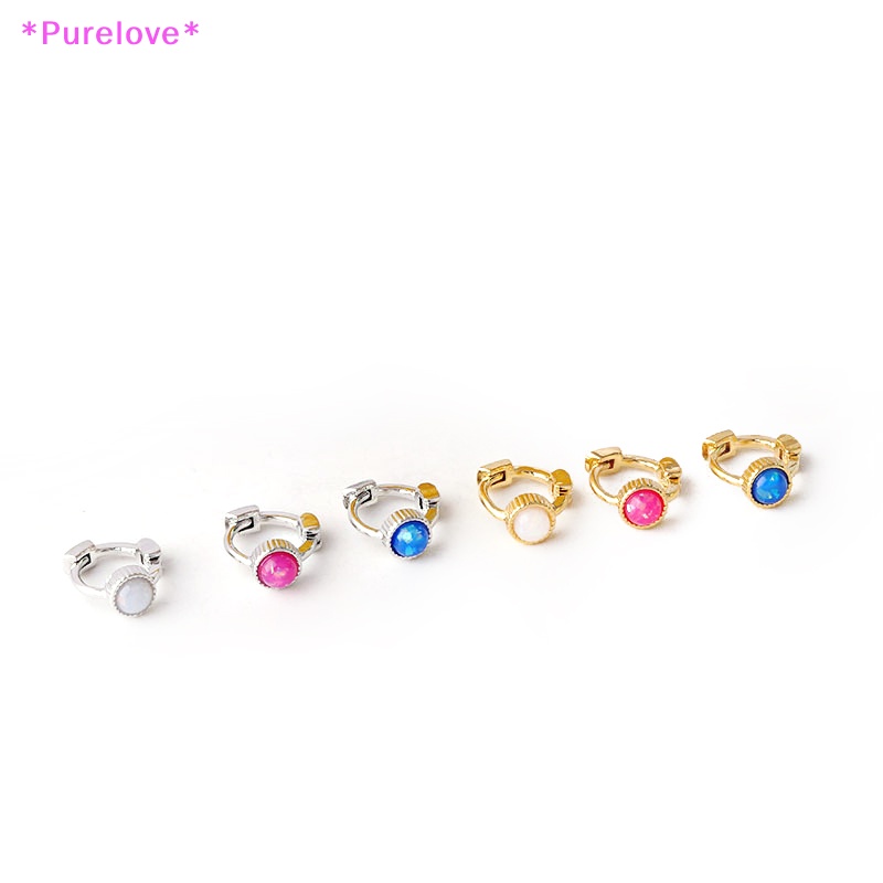 Khuyên Tai Vòng Tròn Helix Bằng Thép Không Gỉ Đính Đá Opal Thời Trang Mới