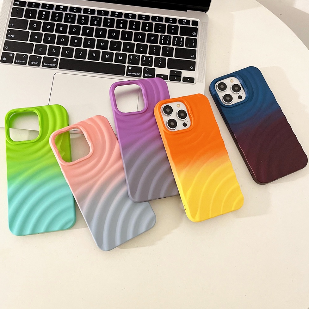Ốp Điện Thoại TPU Mềm Chống Sốc Chống Trượt Họa Tiết Gợn Sóng Màu Gradient Sang Trọng Cho IPhone 11 12 13 14 Pro Max XR