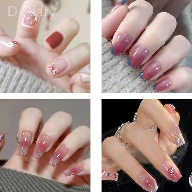 [Hàng Mới Về] Bộ 24 Móng Tay Giả Đính Kim Cương Lấp Lánh Phong Cách Pháp