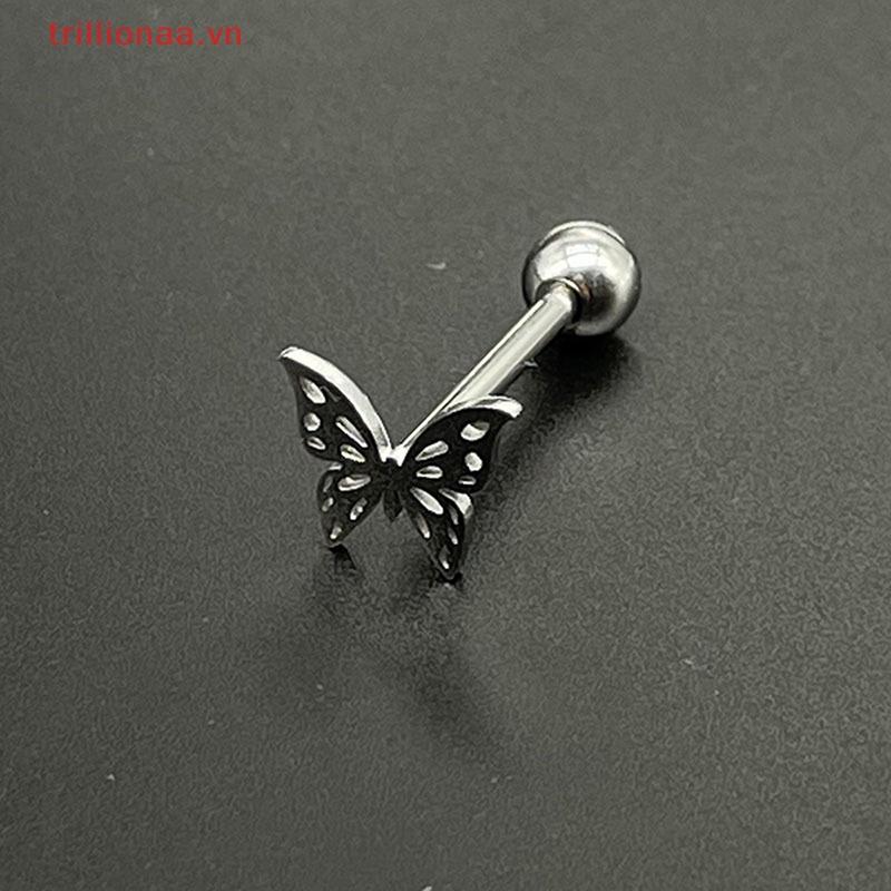 Khuyên Lưỡi Bằng Thép Titan 316L Hình Bướm Đơn Giản Thời Trang Cho Nữ