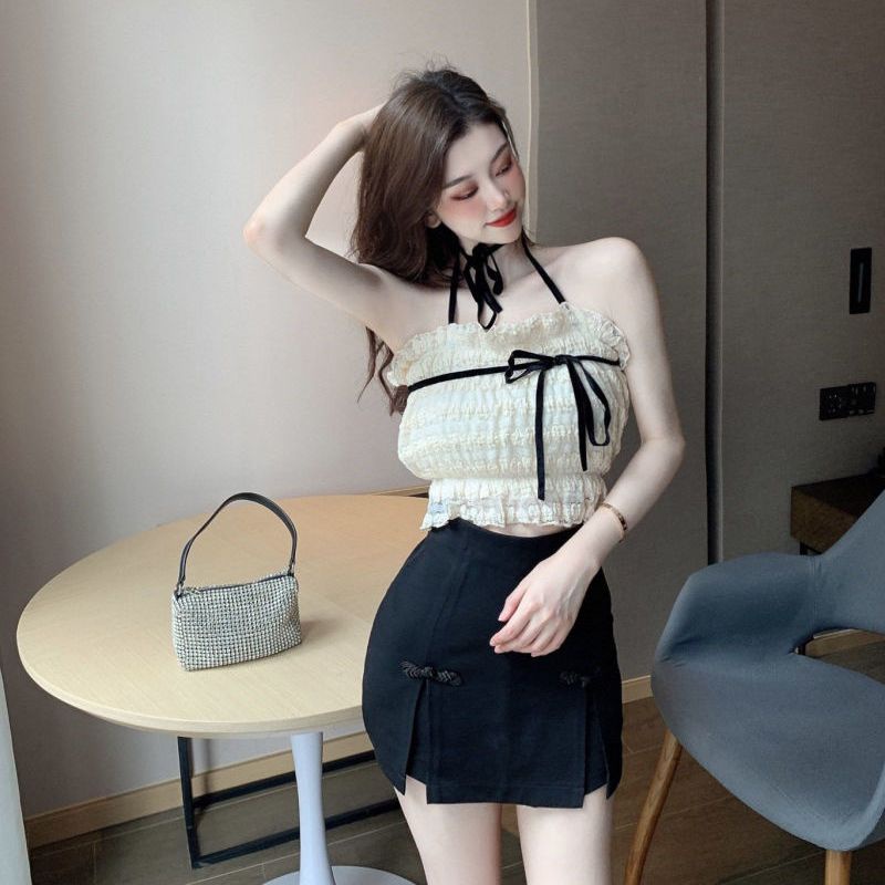 Áo Ống Ngắn Không Dây Hở Lưng Phối Ren Phong Cách Ngọt Ngào Phong Cách Mới Dành Cho Bạn Nữ