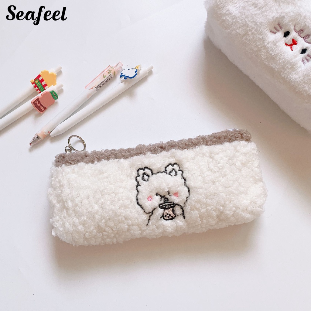 Túi Đựng Bút Chì Sức Chứa Lớn Có Khóa Kéo Hình Gấu Dễ Thương Tiết Kiệm Không Gian