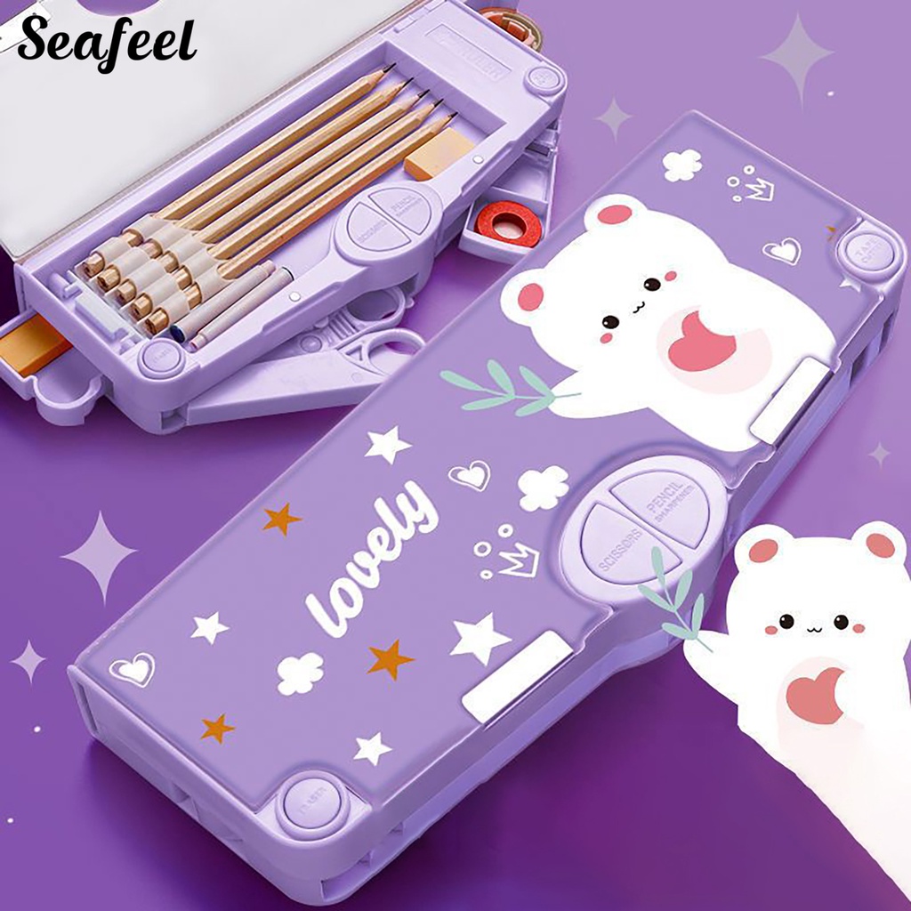 Cục Tẩy Bút Chì Hai Lớp Dạng Nhấn Họa Tiết Hoạt Hình Dành Cho Học Sinh