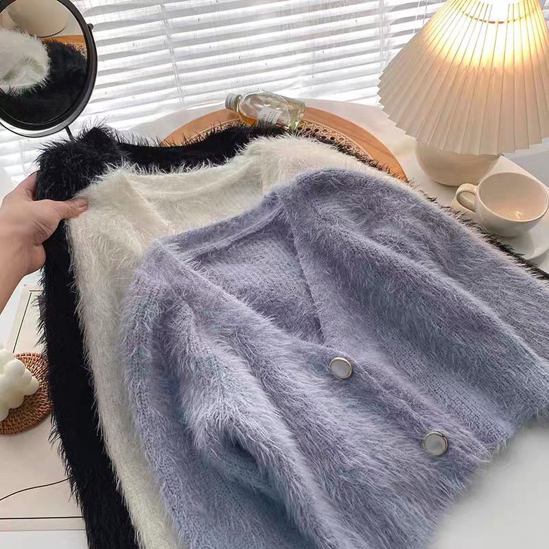 Áo Khoác Cardigan Cổ Chữ V Dáng Rộng Thiết Kế Mới Thời Trang Mùa Thu Theo Phong Cách Hàn Quốc Cho