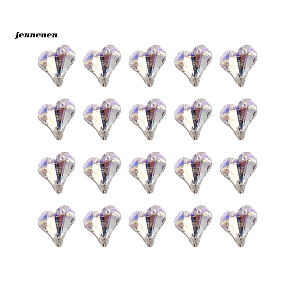 Set 20 Phụ Kiện Trang Trí Móng Tay Nghệ Thuật Hình Trái Tim Đính Đá Xinh Xắn