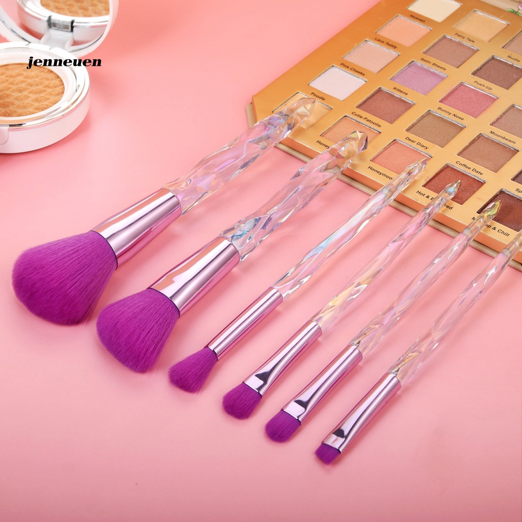 Set 10 Cọ Trang Điểm Hình Quạt Bằng Pha Lê Trong Suốt