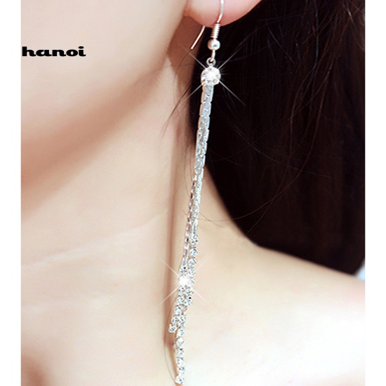 Bông Tai Chuỗi Dài Đính Đá Thời Trang Cho Nữ