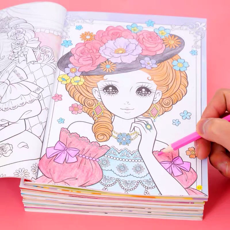 Sách Tô Màu Vẽ Tranh Công Chúa Xinh Đẹp Cho Bé Gái Mẫu Giáo 2-6 Tuổi 7.19 fx