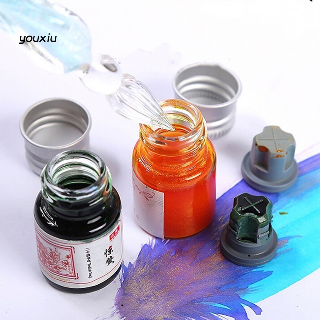 Xy * mực bút viết trơn 24 màu chai thủy tinh mực vẽ đầy màu sắc để viết