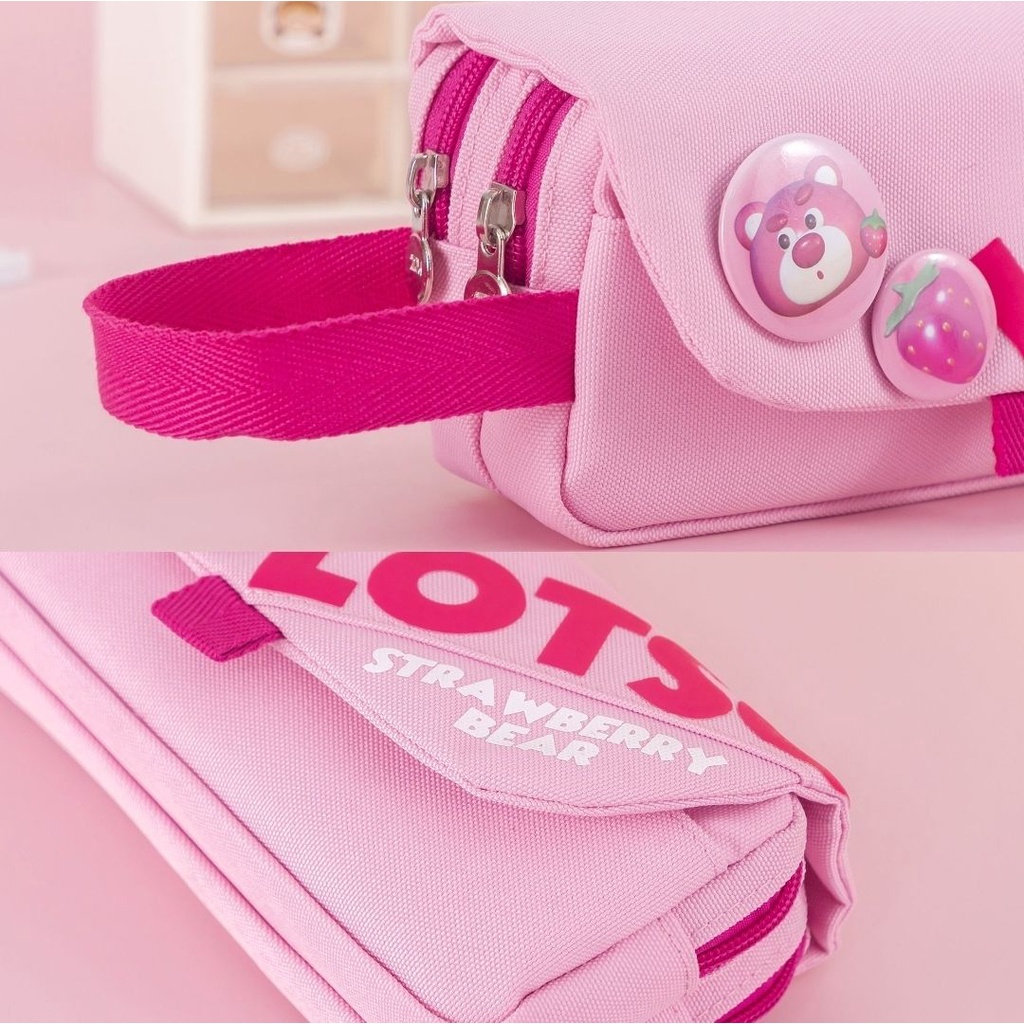 Túi Đựng Bút Hình Chú Gấu Và Dâu Tây Cỡ Lớn Phong Cách Mới 2023