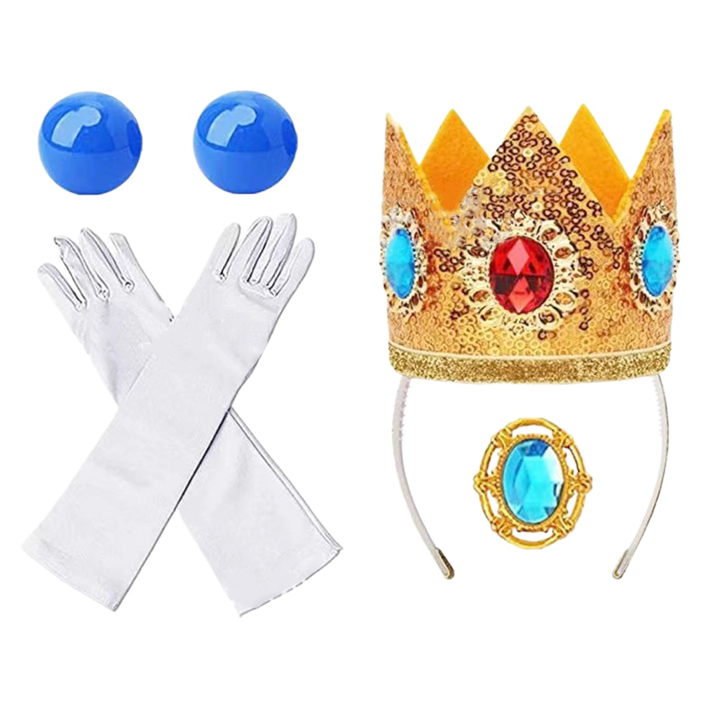 6pcs Plastic Gift Toddler Kids Party Earrings For Girls Glove Brooch Princess Peach Dress Up Decoration