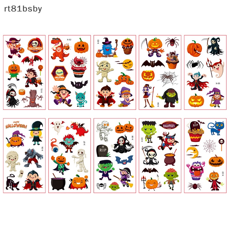 Set 10 Hình Xăm Dán Họa Tiết Halloween Vui Nhộn Cho Bé