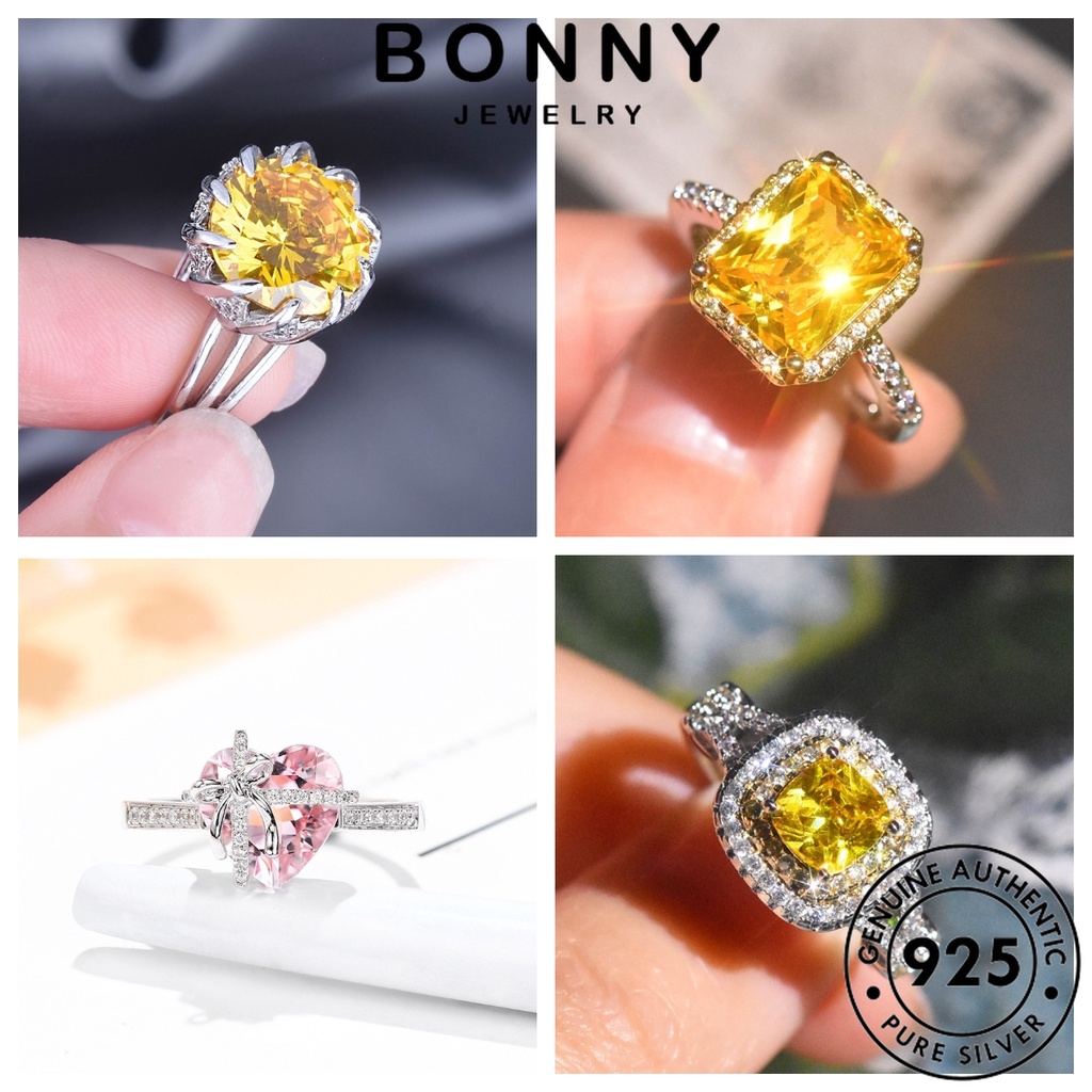 Nhẫn trang sức bonny phụ nữ nguyên bản ngọc lục bảo bạc sang trọng 925 trang sức citrine ruby sapphire m103