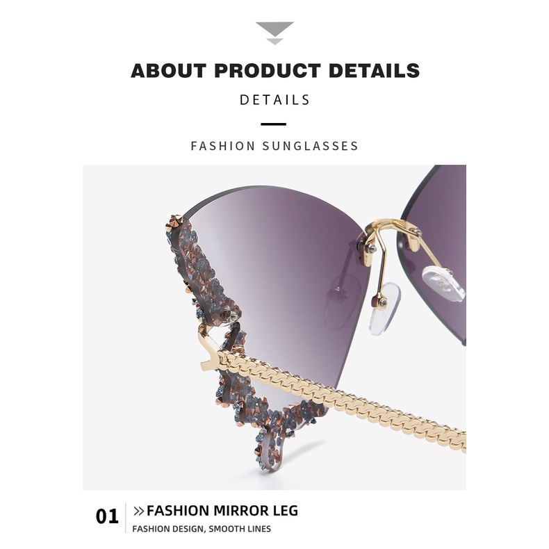 Kính Mát Hình Bướm Không Gọng Mẫu Mới 2023 Phong Cách Âu Mỹ Cho Nữ