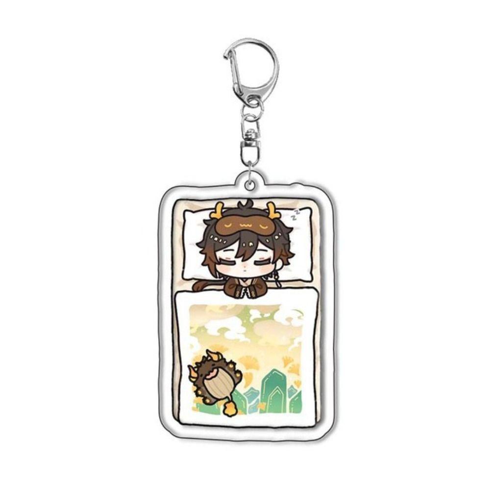 Mmluck Genshin Va Chạm Móc Khóa Bằng Acrylic Họa Tiết Hoạt Hình Anime Genshin Va Chạm Trang Trí Túi Xách Đi Học