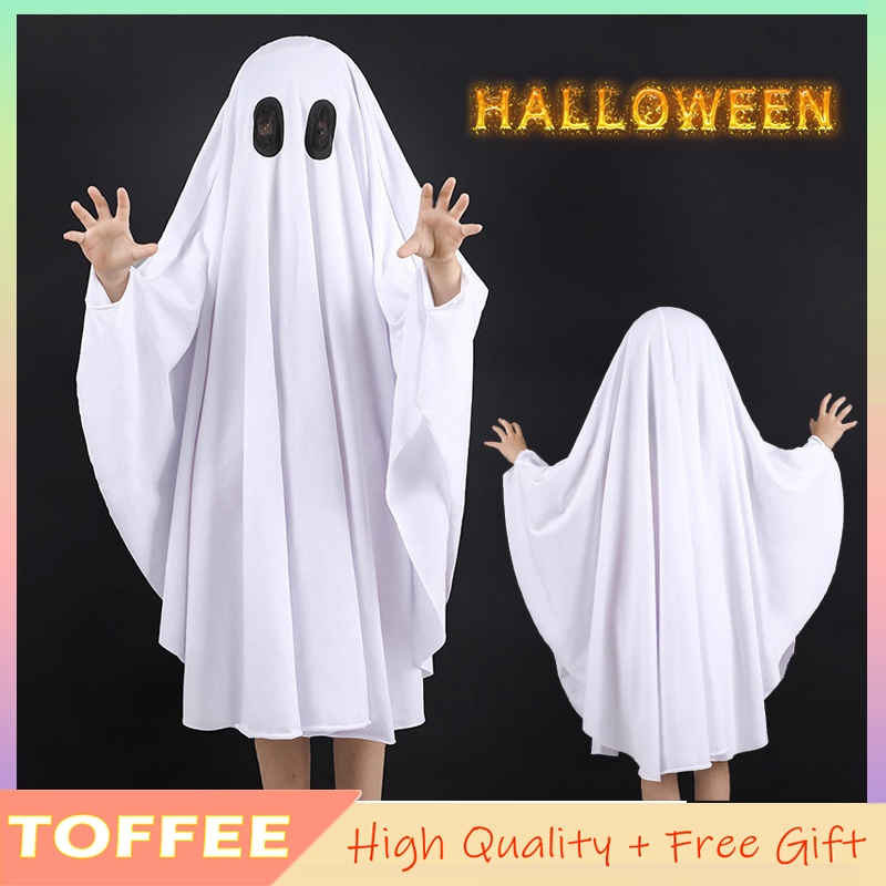 Áo Choàng Hóa Trang Halloween Hình Ma Màu Trắng Cho Bé