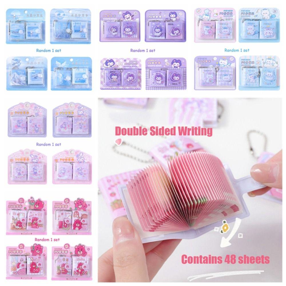 Lanfy Set 2 Sổ Tay mini Họa Tiết Hoạt Hình Gấu Dâu Tây Dễ Thương Kèm Móc Khóa