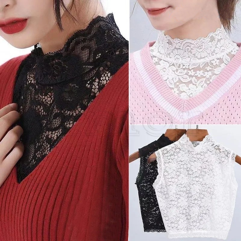Cổ Áo Giả Thêu Hoa Không Tay Dễ Phối Đồ Thời Trang Cho Nữ