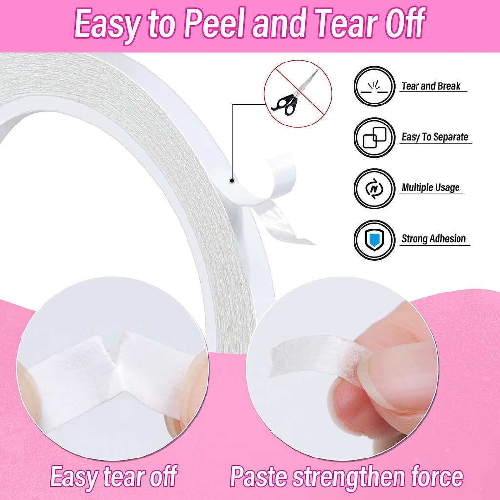 Set 1 / 5 Băng Keo Hai Mặt Siêu Mỏng 8M 6 / 10 / 18 / 30mm Màu Trắng Tiện Dụng Cho Học Sinh / Văn Phòng