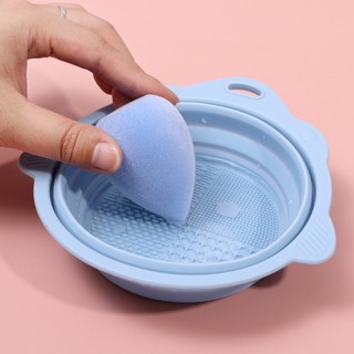 Multi-function silicone makeup brush cleaning bowl / powder puff beauty scrubber pad / foldable eyeshadow brushes wash mat