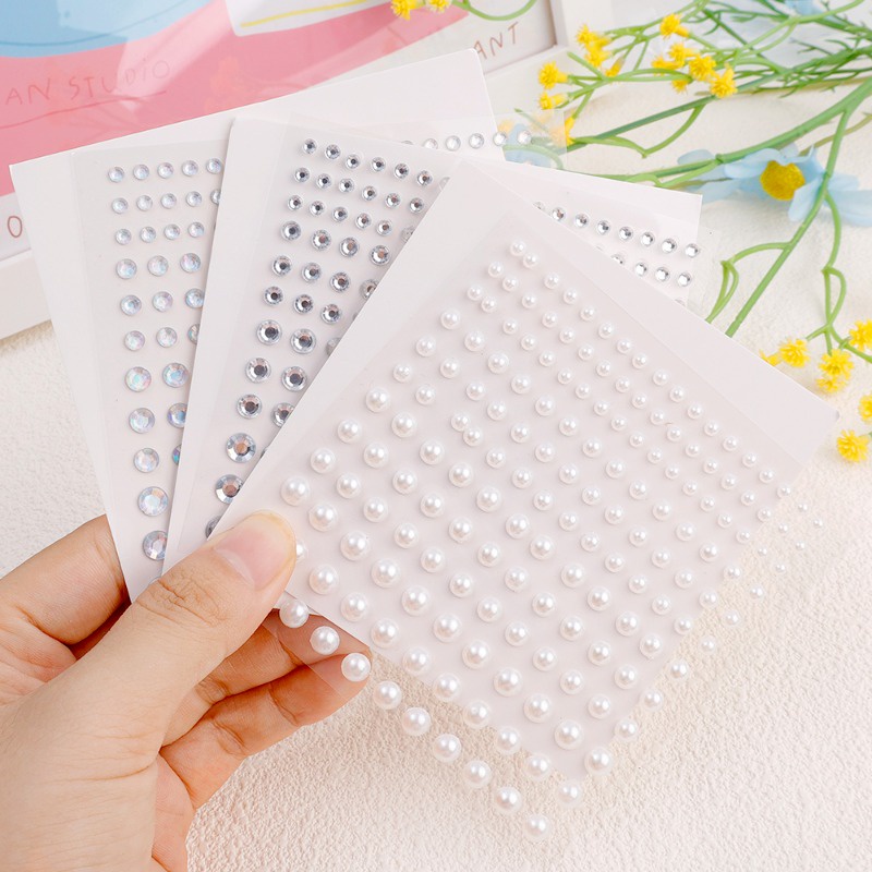 Miếng Dán Hình Xăm Đính Đá / Ngọc Trai / Kim Cương Giả Chống Thấm Nước Độc Đáo Dùng Trang Trí Tiệc Hóa Trang DIY