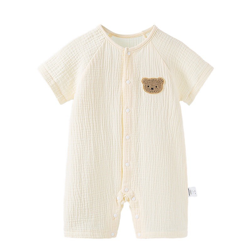 Áo Liền Quần Bằng cotton Mỏng Tay Ngắn In Họa Tiết Gấu Hoạt Hình Dễ Thương Thời Trang Mùa Hè 2023 Dành Cho Bé Trai