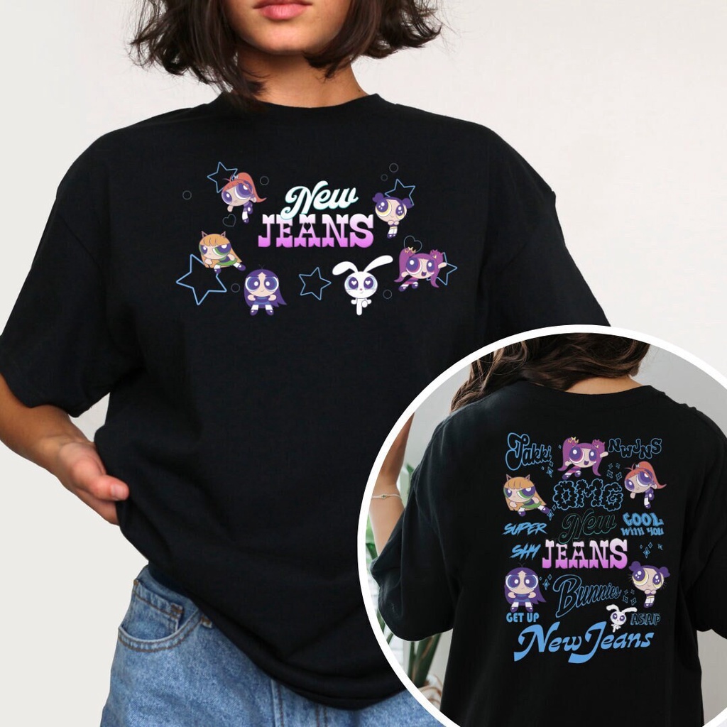 Áo Thun Cotton Tay Ngắn Dáng Rộng In Hình Anime Powerpuff Girls Phong Cách Hàn Quốc Thời Trang Cho Nam Và Nữ