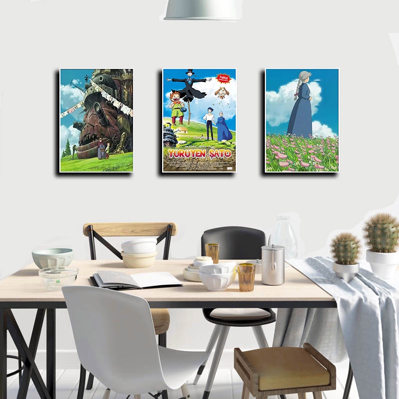 Cổ điển hayao miyazaki ảo tưởng hoạt hình phiêu lưu phim hoạt hình howl's moving castle áp phích giấy kraft cổ điển