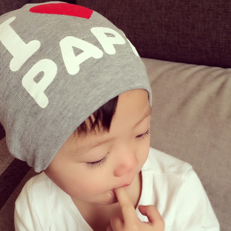 Mũ Trùm Đầu In Chữ I Love PAPA MAMA Dễ Thương Cho Bé