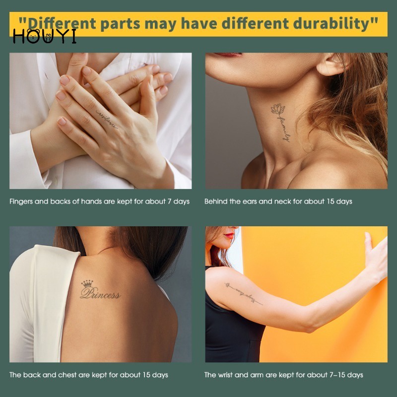 Miếng Dán Hình Xăm Tạm Thời Họa Tiết Chữ Cái Tiếng Anh Chống Thấm Nước / Lâu Trôi Màu Đen